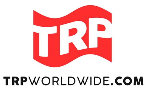 gold trp logo red black type